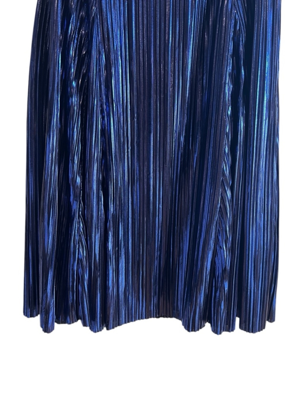 Anthropologie metallic blue pleated a-line midi skirt size M excellent condition - Picture 5 of 14